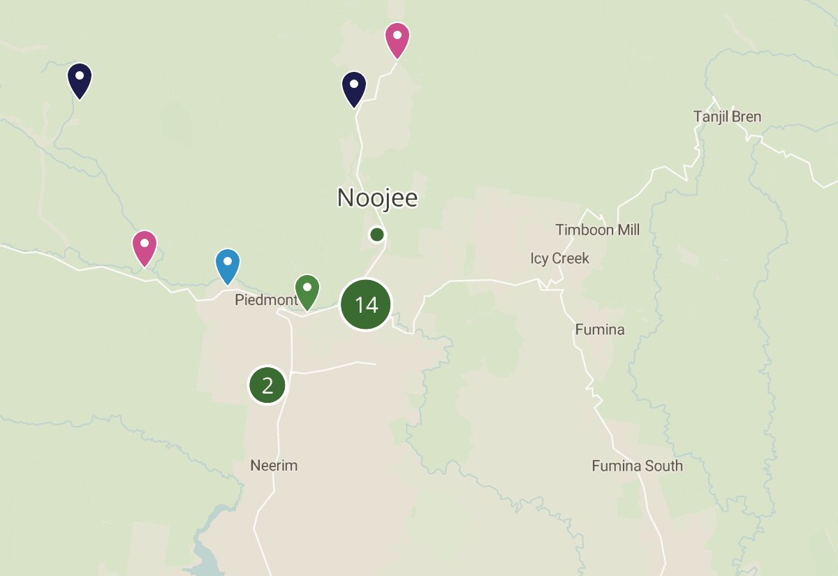 The discovery map zoomed in on Noojee